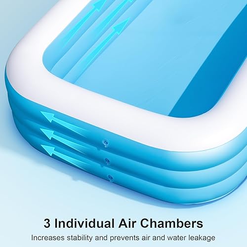 Miniatura 7 de Piscina inflable grande con dosel, 145 x 74 x 22 pulgadas, piscina inflable gruesa de gran tamaño para la familia, piscina extragrande con bomba