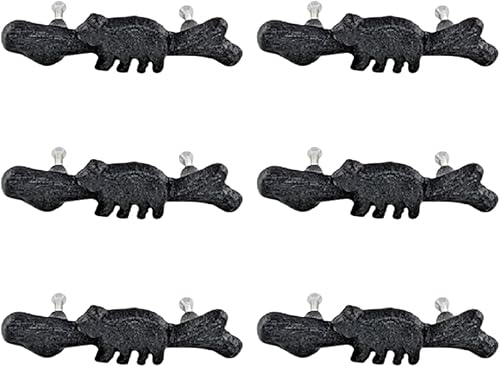 BestGiftEver 6 tiradores de cajón Black Bear - Accesorios rústicos de hierro fundido para cabaña, manijas de cajones con temática de vida silvestre