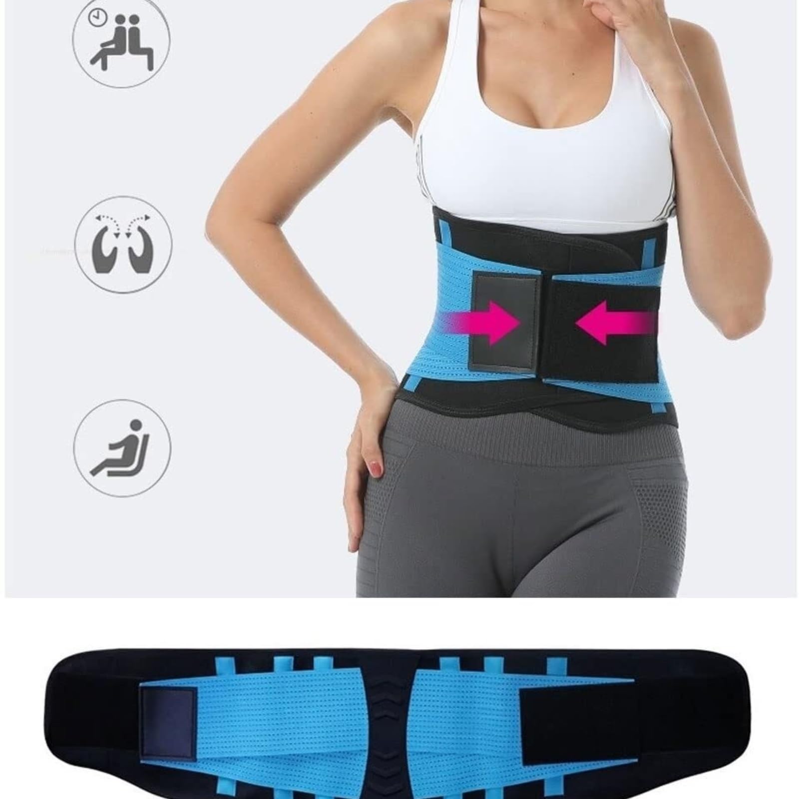Rückenstützgürtel Leicht Elastischer Rücken-Lendenwirbelstützgürtel, Orthopädischer Haltungskorrektor, Unterer Rücken, Taillenstützkorsett, Taillentrainer Atmungsaktiv(Grün,S)