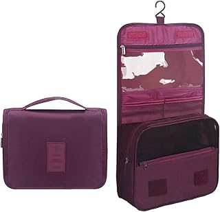 شنطة أدوات زينة قابلة للتعليق، نظافة للسفر بتصميم قابل للطي مع مقبض حمل، مرحاض متعددة الوظائف، مستحضرات تجميل موفرة للمساحة، شخصية حريمي ورجالي، لون أحمر نبيذي, متعدد، من بانسغا.