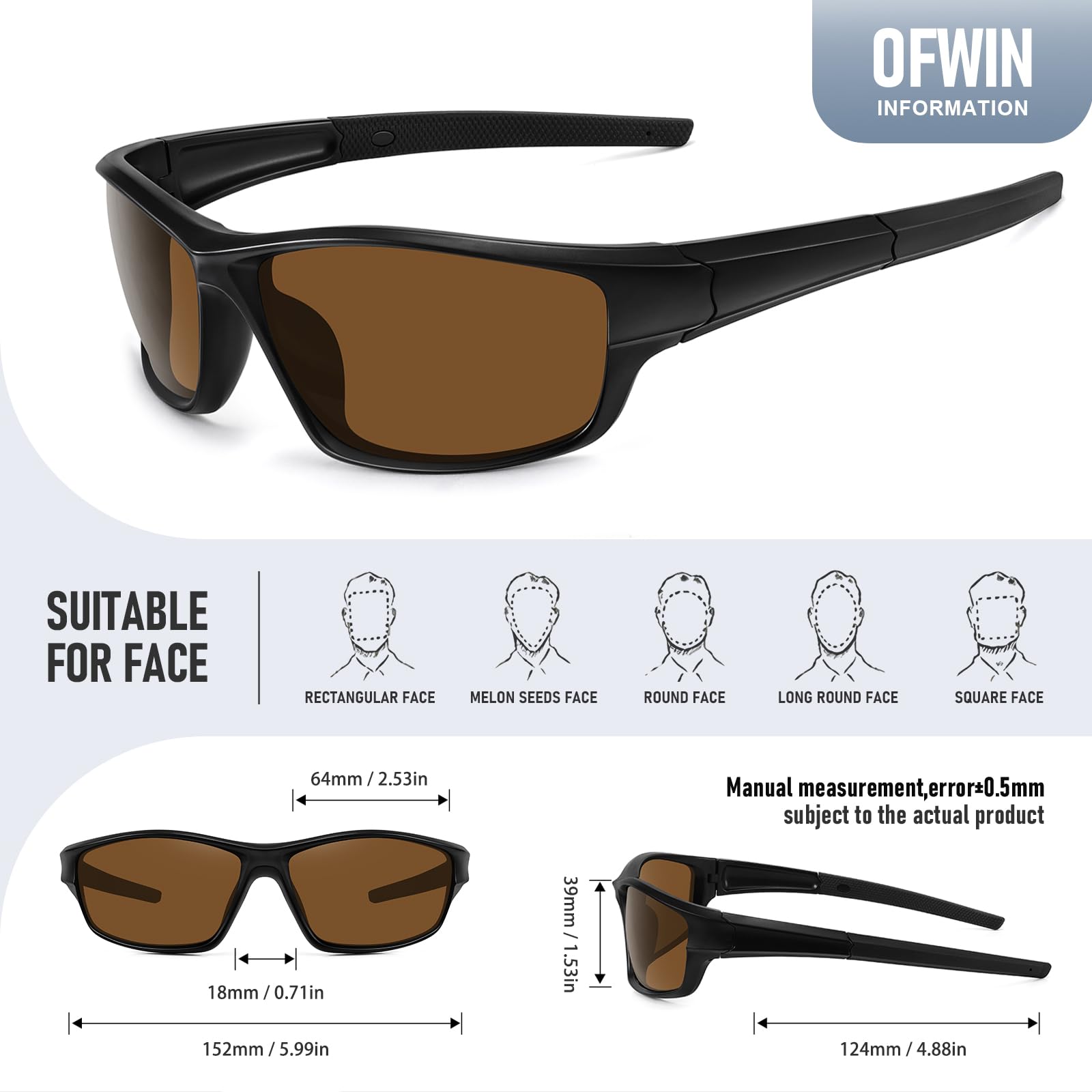 Occhiali da sole sportivi polarizzati per uomo e donna, per guida, ciclismo, pesca, avvolgenti, protezione UV400