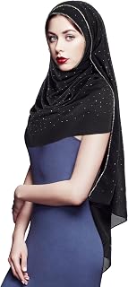 Hijab Scarf for Women Soft Chiffon Rhinestone Long Scarf Shawl Fashion Muslim Hijab Head Wrap Scarves