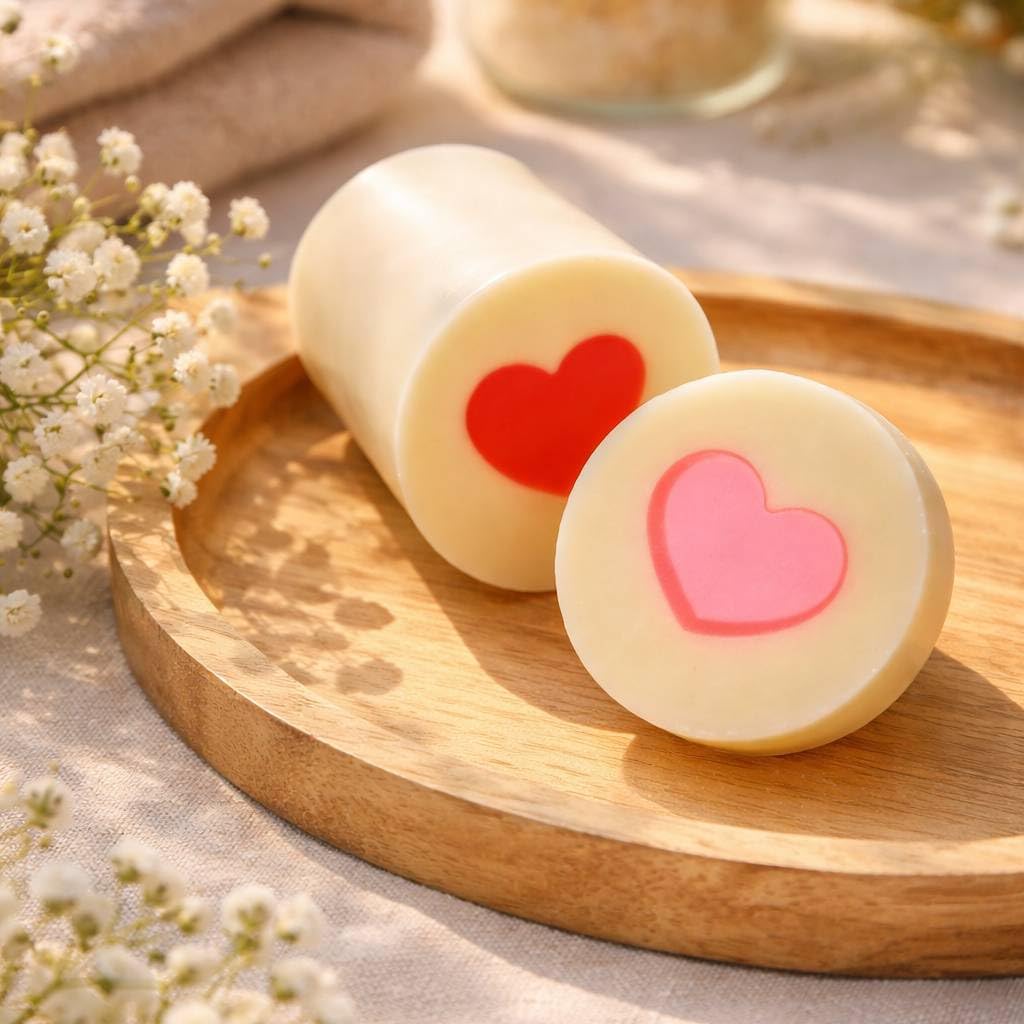 Kit de fabrication de savon avec inclusion en forme de cœur | Ensemble complet avec matériaux et instructions pour les débutants en savons artisanaux | Apprenez à fabriquer des savons faits maison