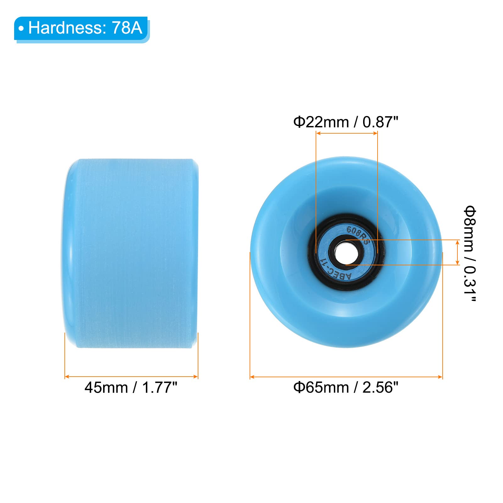 PATIKIL Juego de ruedas y rodamientos para monopatín Street Wheel Cruiser