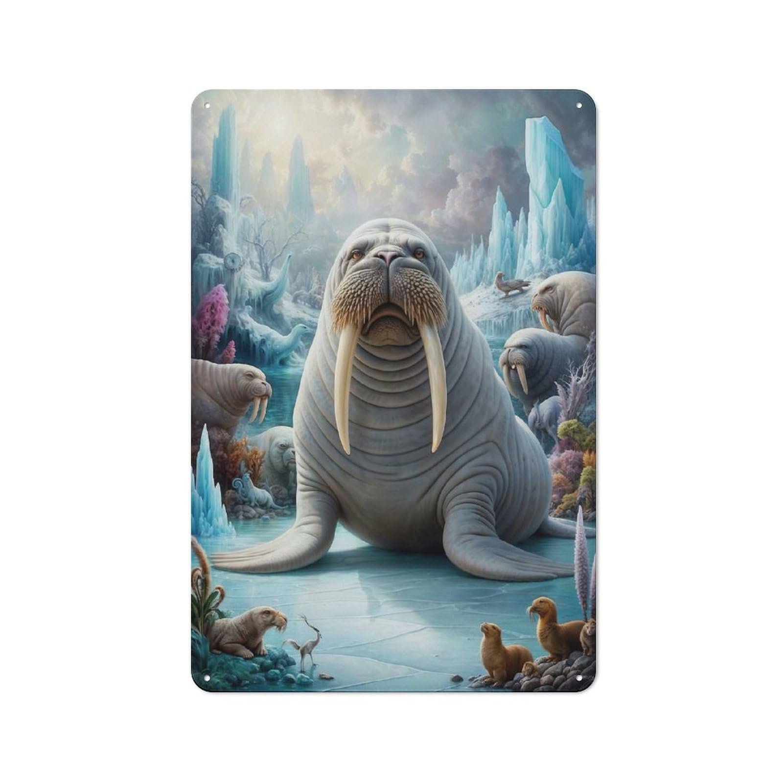 Junmoney Whimsical Walrus For Hobby Room Or Studio, Retro-Style Tin Sign 30X20cm, For Room Styling Across Hobby Rooms And Studios