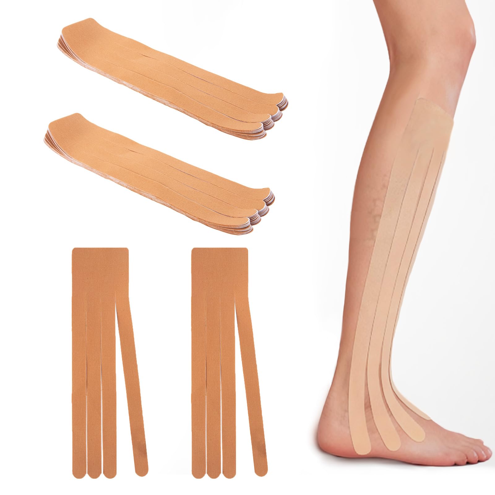 30 Stück elastisches Sporttape, Sporttherapie-Muskelband, Beinbandage gegen schlaffe Haut, vorgeschnittenes Kinesiologie-Fächerband, Ödemstreifen, elastische Fächerschnitte zur Unterstützung bei Schwe