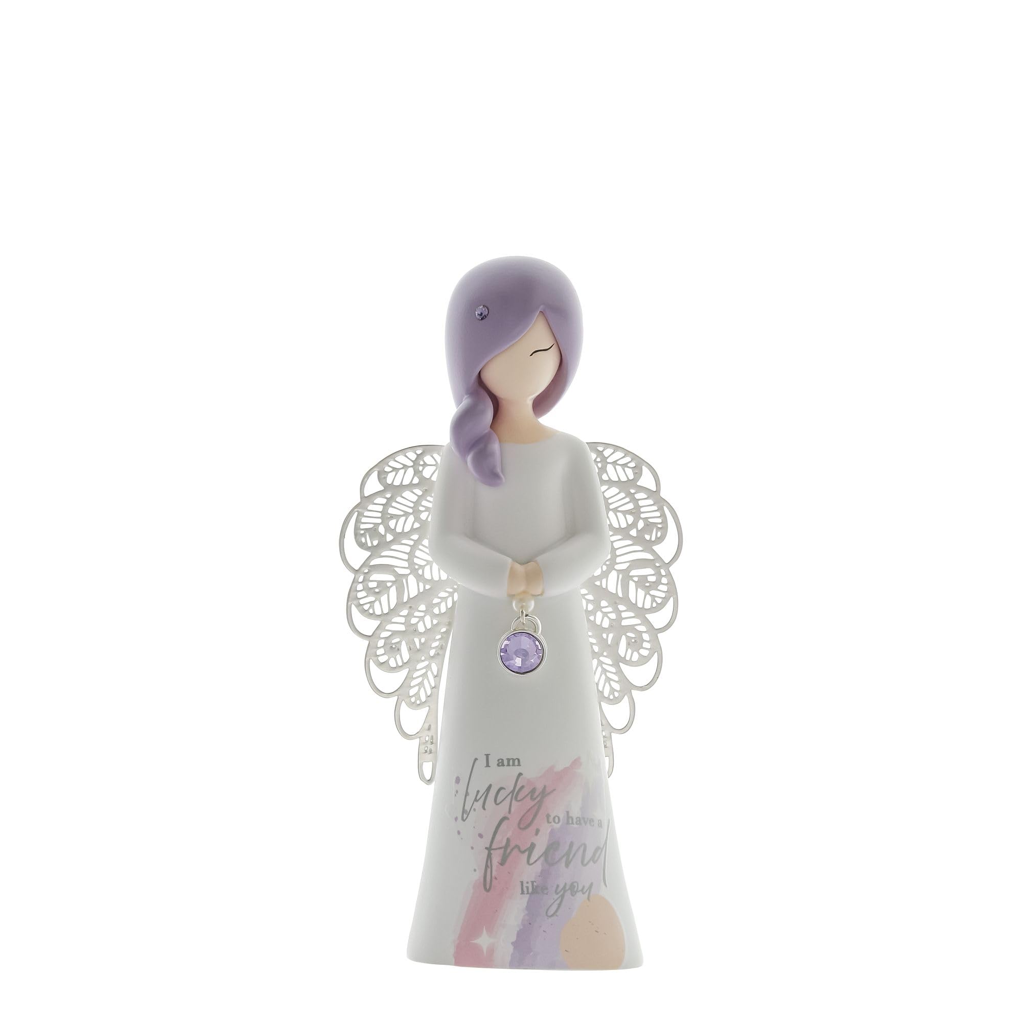 You Are An Angel Pink "I Am Lucky To Have A Friend Like You" Angel Figure With Embellishments Sentimental Ornament Gift (Pink/Multi)