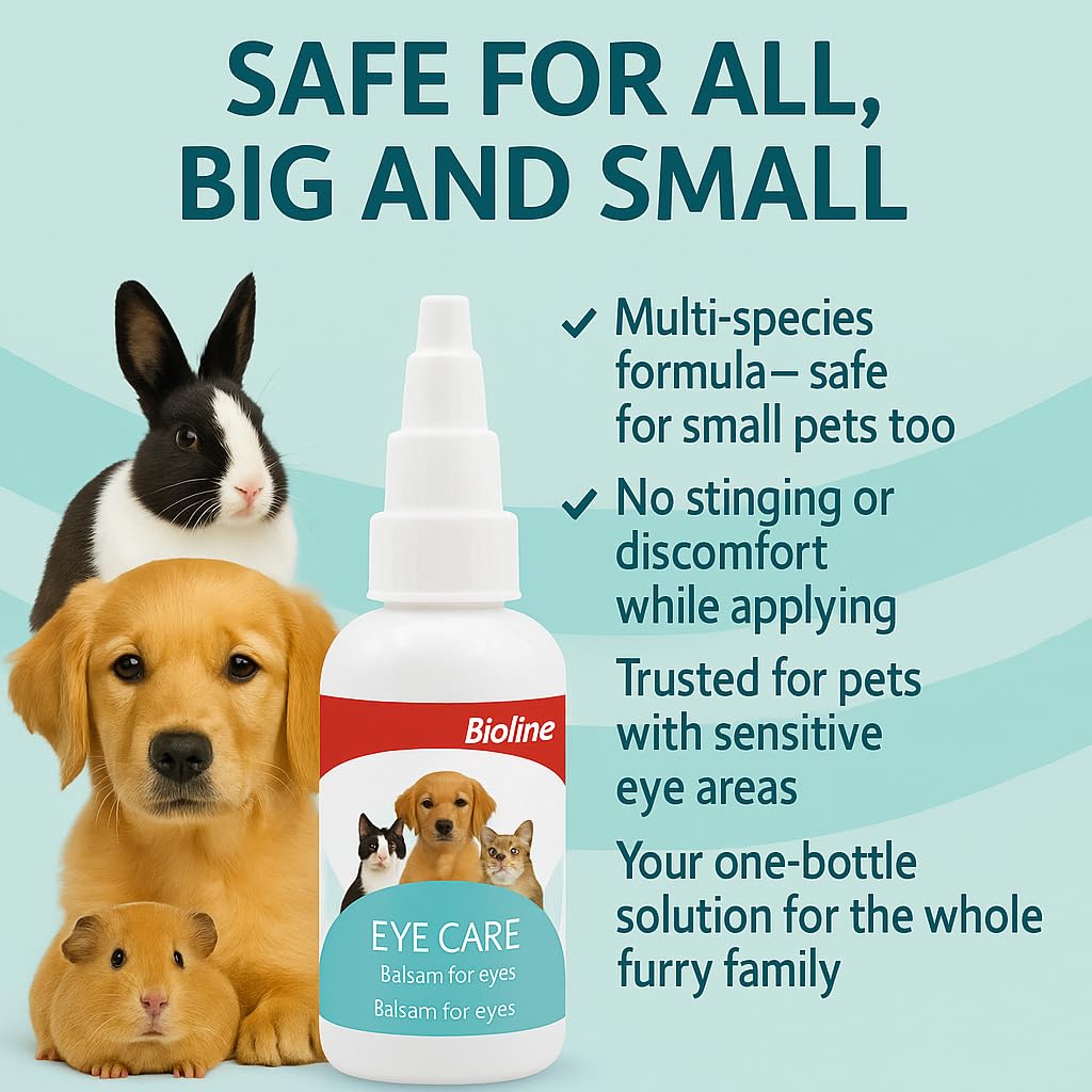 Eye care drops for dogs, cats and small pets - tear stain remover | Daily Eye Clean Solutions | Gentle pet eye balm for redness, burning and discharge. Puppies, Kittens, Rabbits Secure for 50ml Eye care drops for dogs, cats and small pets - tear stain remover | Daily Eye Clean Solutions | Gentle pet eye balm for redness, burning and discharge. Puppies, Kittens, Rabbits Secure for 50ml
