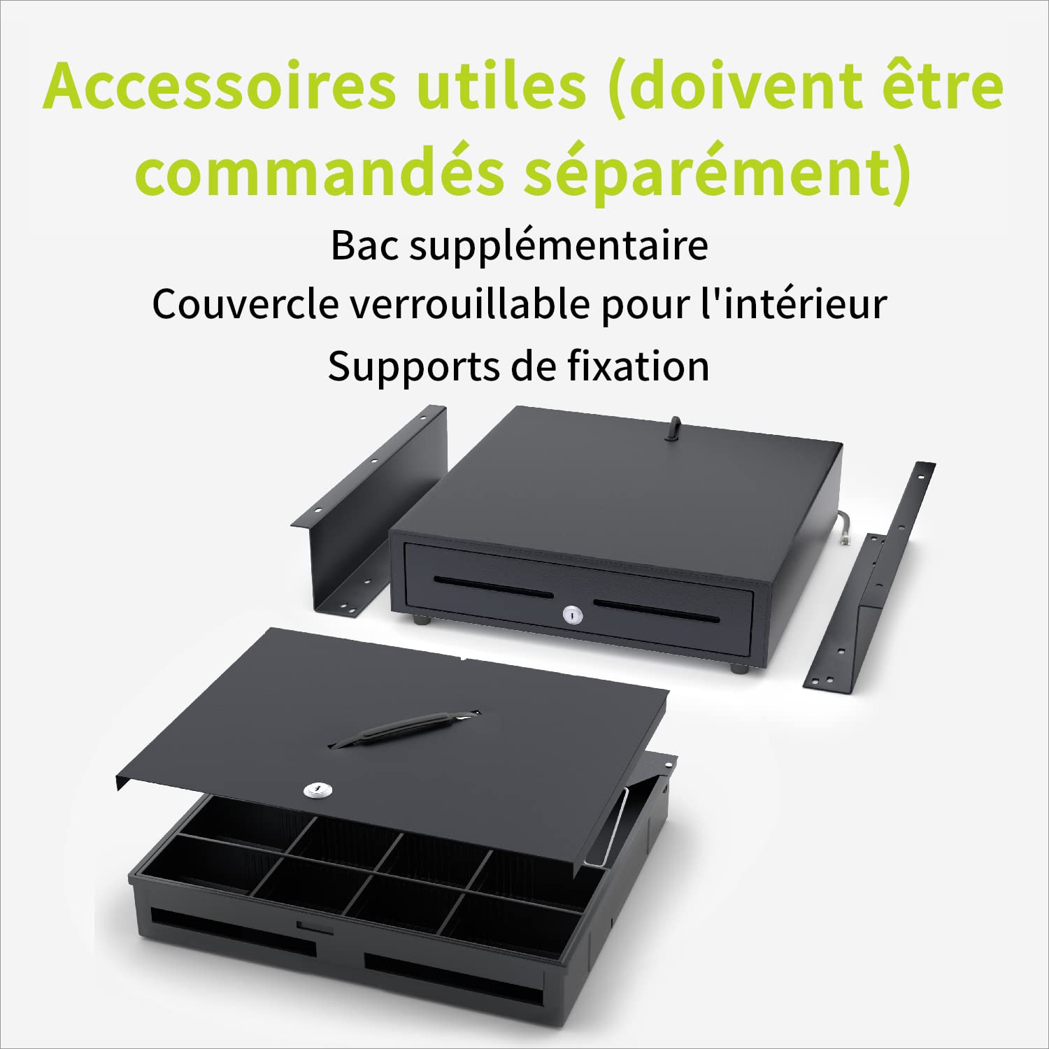 ACROPAQ Tiroir caisse - Ouverture électrique avec connexion RJ11, Tiroir-caisse monnaie 41 x 41 cm, Adapté pour installation sous le plancher