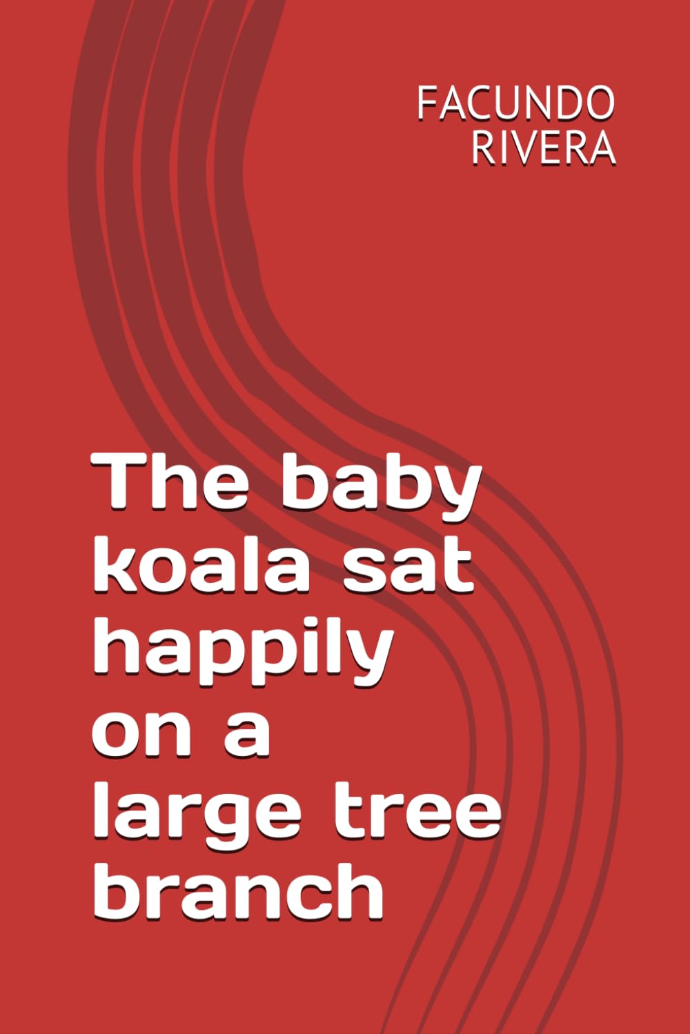 The baby koala sat happily on a large tree branch