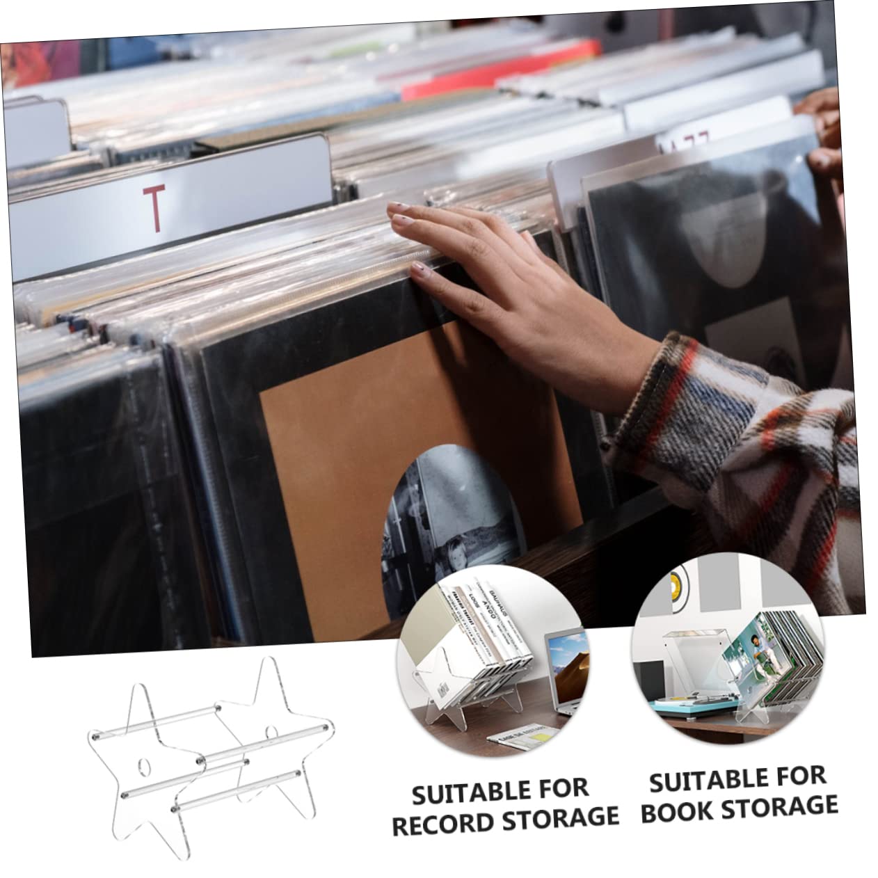 Supporto da parete in acrilico, versatile, in vinile, per DVD, cassette, giradischi, laptop, borsa, espositore, cavalletto trasparente, per TV, microonde, scrivania