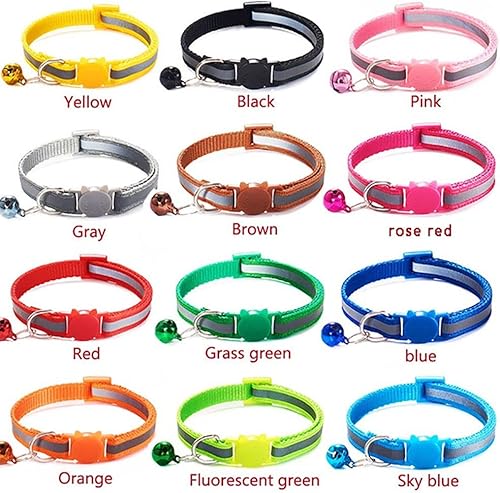 Miniatura 2 de 1 collar ajustable para mascotas con campana, collares de nailon para cachorros, correa de cuello para gatito, collares de identificación,