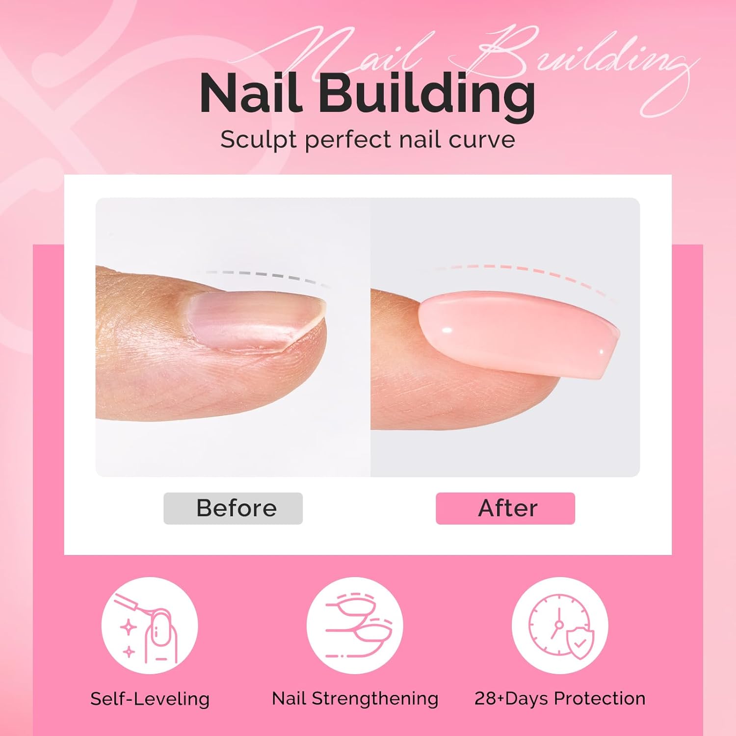 MelodySusie Hema Free Builder Gel Set for Nails Thickening, Nude and Pink, 6PCS 0.5 Fl Oz, Tpo Free, Soak Off UV Extension Gel, Nail Art Design Salon DIY Manicure at Home for Women