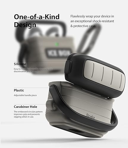 Miniatura 3 de Ringke Funda de silicona compatible con AirPods de 3 generación, funda de mango de bloqueo seguro con mosquetón de llavero, bonito diseño divertido