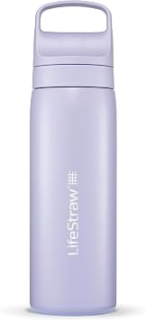 LifeStraw Go Series Insulated Stainless Steel Water Filter Bottle, 18oz, Provence Purple, Removes Bacteria, Parasites, Microplastics, Improves Taste