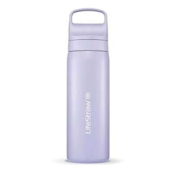 LifeStraw Go Insulated Steel Water Filter Bottle, 18 oz, Provence Purple