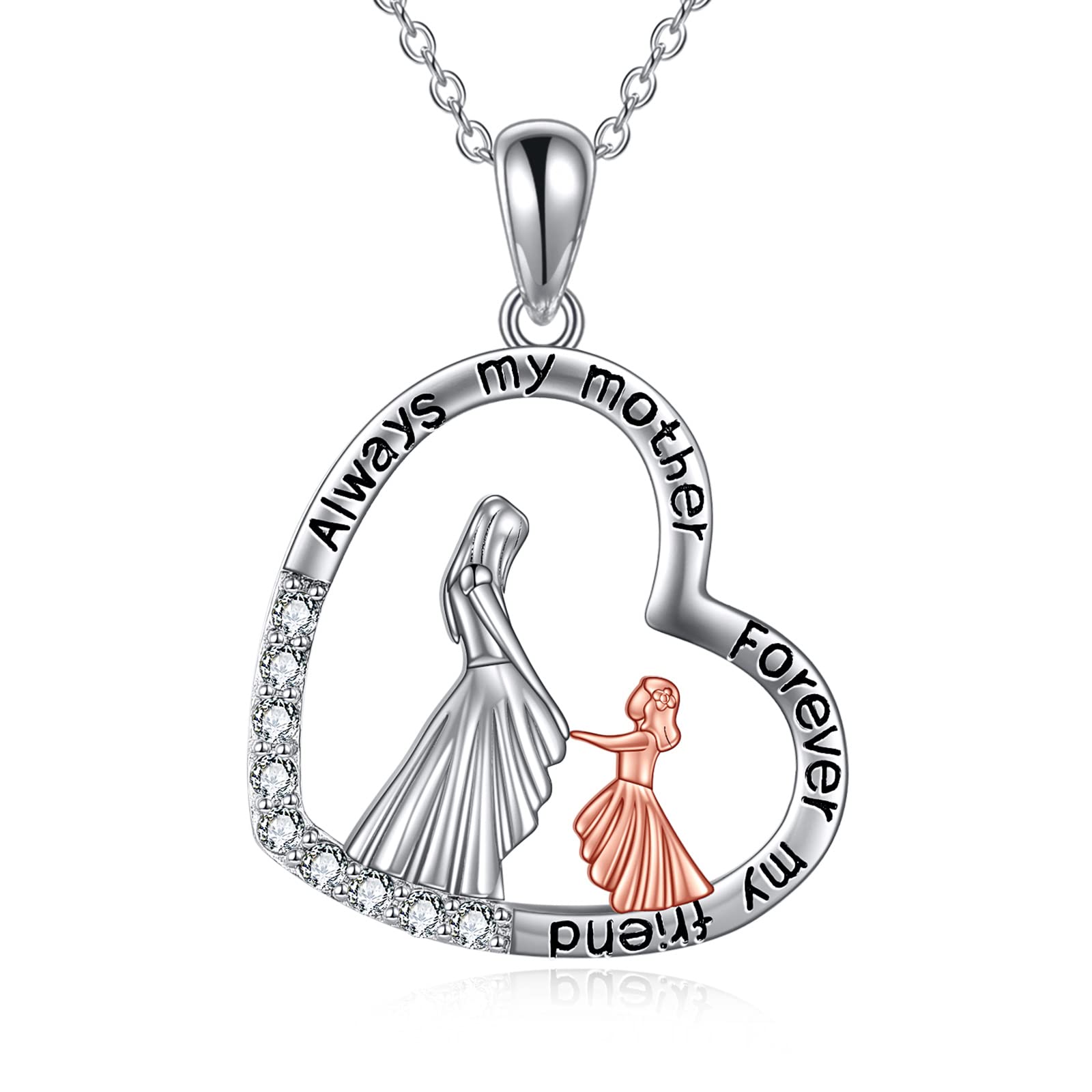 YAFEINI Mutter und Tochter Kette 925 Sterling Silber Mama Bilder Foto Medaillon Herz Halskette Anhänger Halskette Schmuck Geschenke für Mama