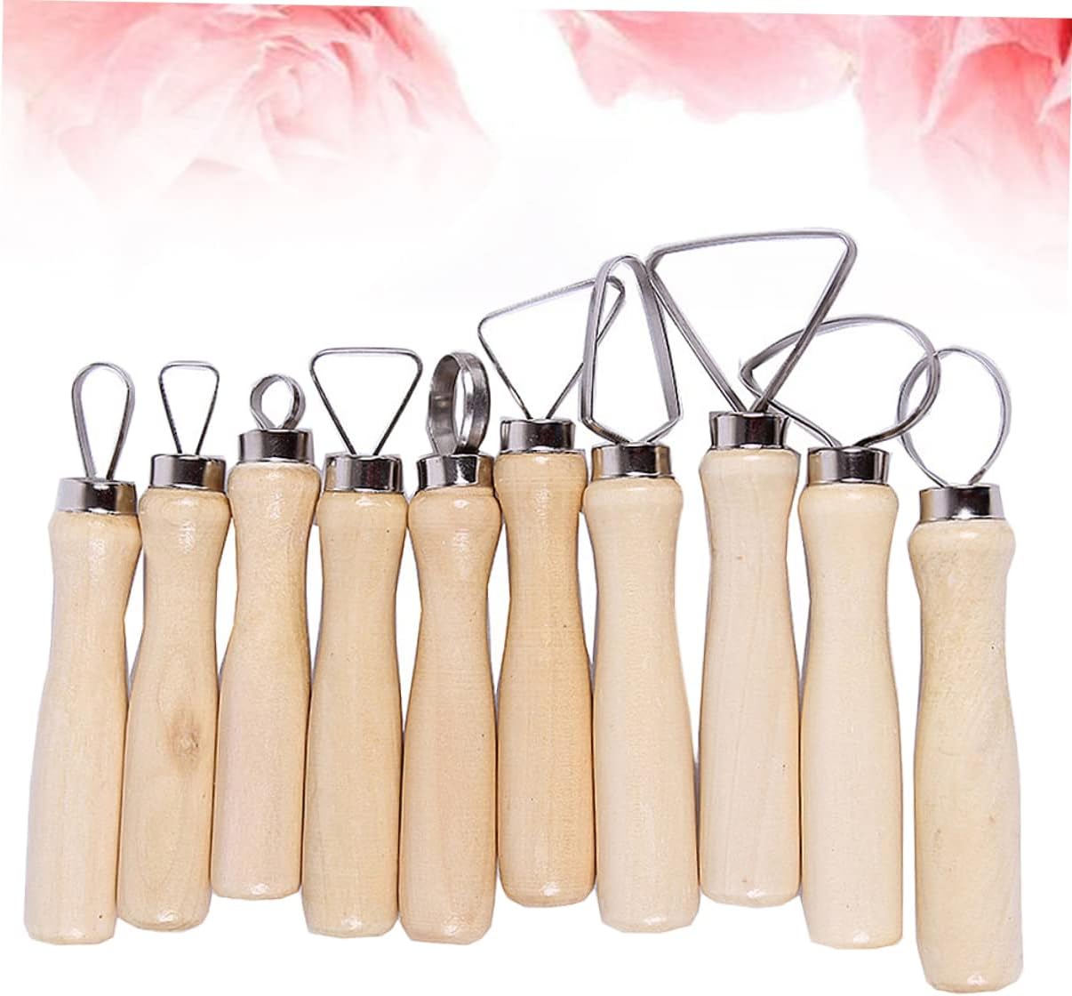 DOITOOL 10-Piece Ceramic Clay Tools Set for Beginners Sculpting and Modeling Tools Sturdy Pottery Wood Handles for DIY Art Crafts