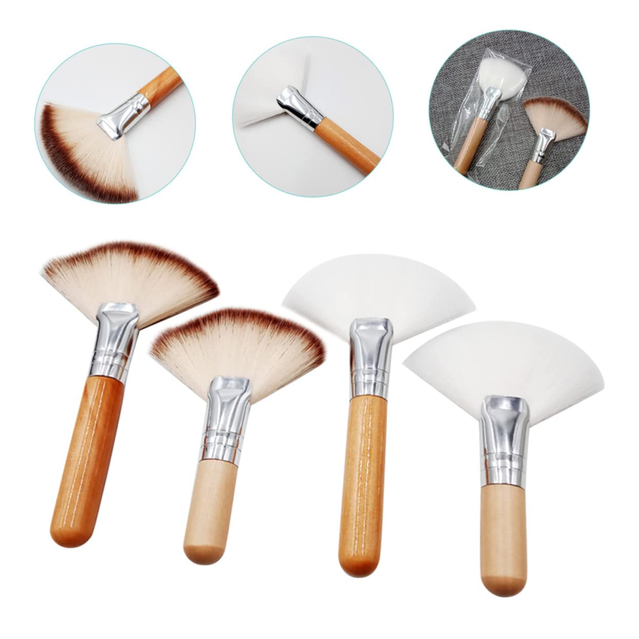 MAGICLULU Set Di 5 Pennelli Per Il Trucco Multifunzionali Con Manico Corto Per Fondotinta Pennello Per Il Viso Per Illuminare 4 Pezzi*5