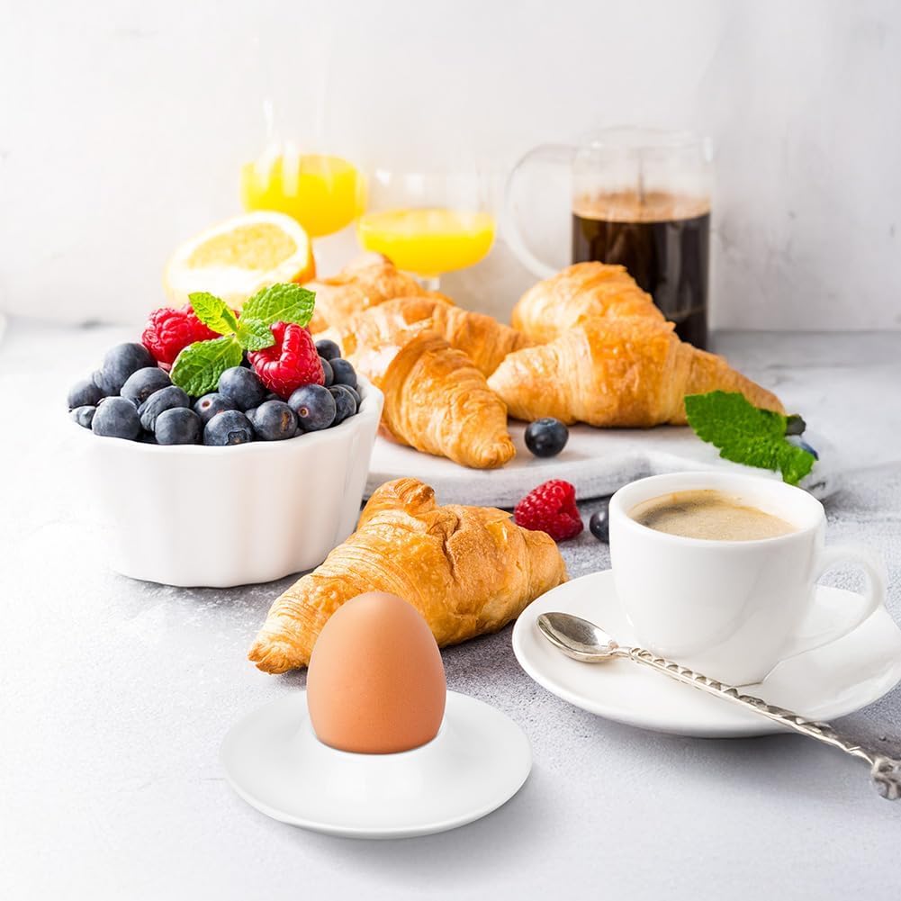 Portauovo Per Uova Sode - Set Da 6 In Bianco Per Colazione - Foto 12