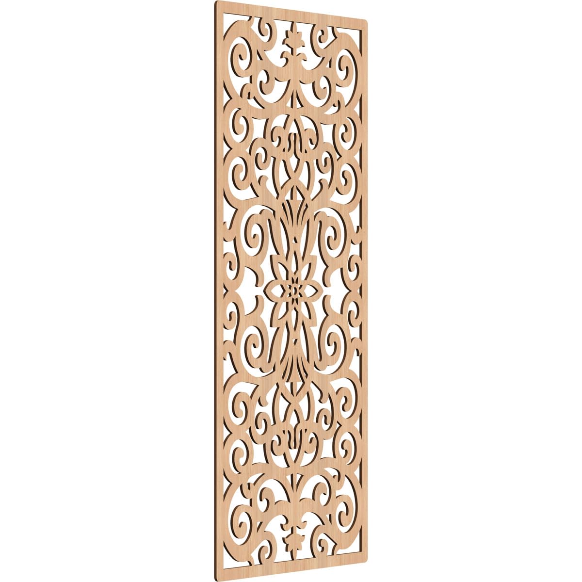 Buel Decorative Pierced Fretwork Wood Wall Panels, 33 3/8"W x 84 3/8"H x 3/8"T, Hickory