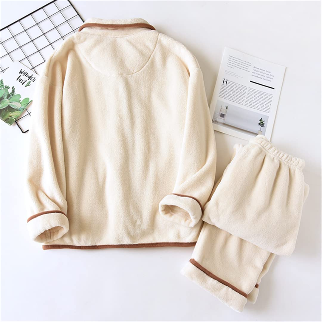 Conjunto de pijama de forro polar coral para parejas, ropa casual para el hogar, juego de 2 piezas