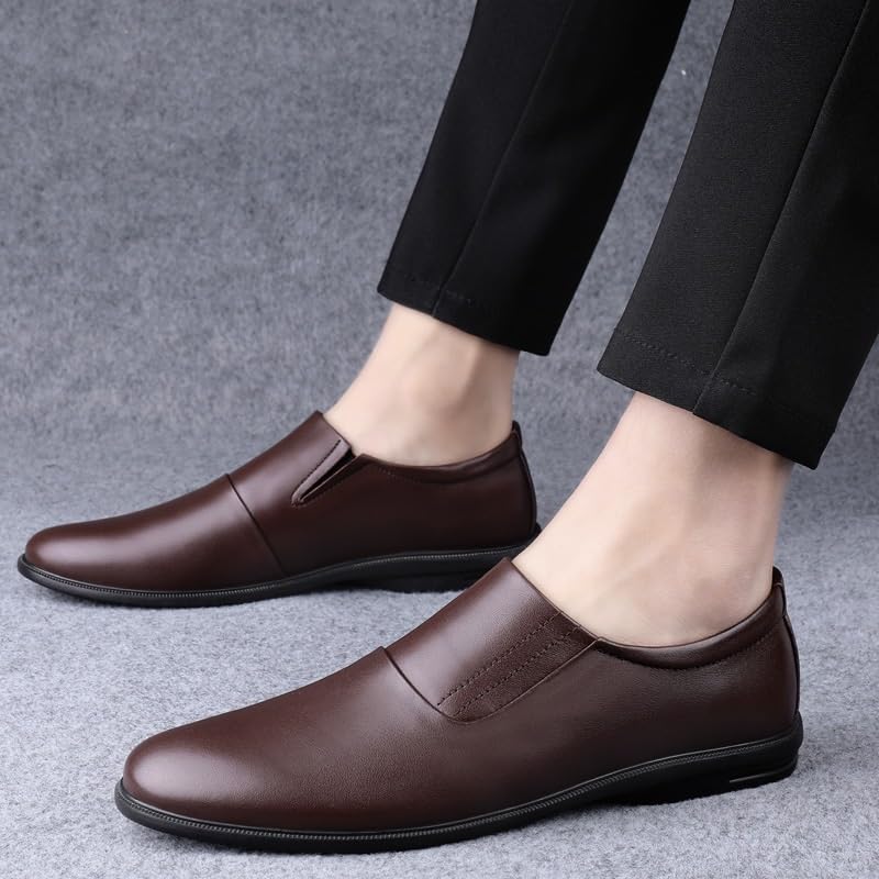 Slip-On Men's Leather Dress Oxford Shoes Business Party Formal Shoes Comfortable Anti-Slip Pointed Toe Causal Shoes2