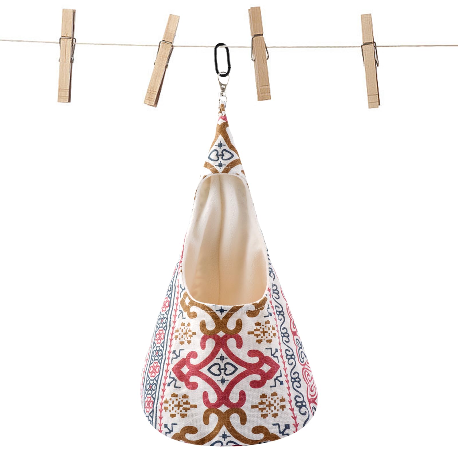 Vaktop Peg Bag for Washing Line with Hanger, Washable Conical Peg Holder Red, Reusable Laundry Storage for Clothespin Storage Bag (15 x 8 in)