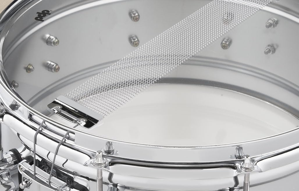 Pacific Drums Concept Series - Caisse claire en métal, 14" x 6.5", acier chromé de 1 mm d'épaisseur, accastillage chromé satiné