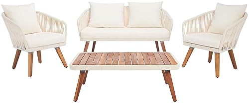 Outdoor Collection Ransin Beige/Beige/Natural Solid Wood 4-Piece Conversation Patio Set