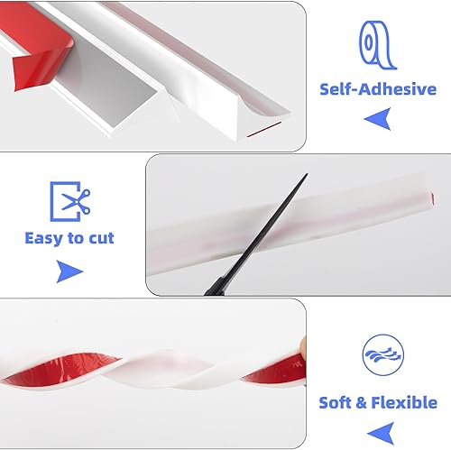 Miniatura 4 de Barrera de agua de umbral de ducha de 39 pulgadas, tapón de agua para puerta de ducha sin marco, protector de salpicaduras de silicona para encimera