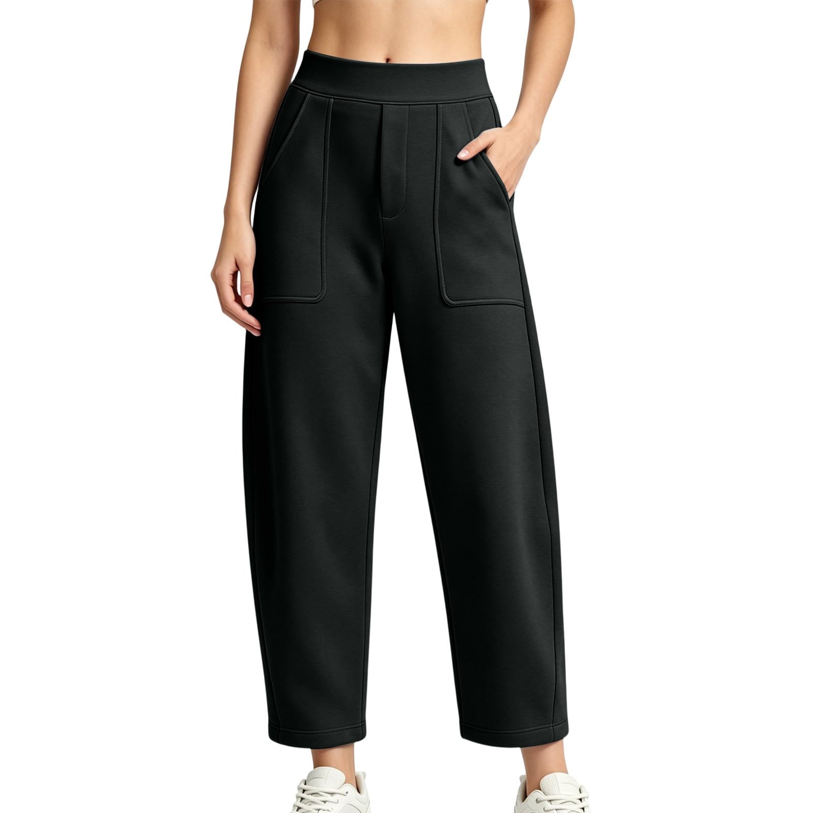 Generico Pantaloni Tuta Donna Pantaloni Baggy con Tasche Morbidi e Comodi Pantalone Jogger in Cotone Larghi e Leggeri Pant Lunghi Tinta Unita Pantalone Sportivi con Coulisse per Yoga e Fitness