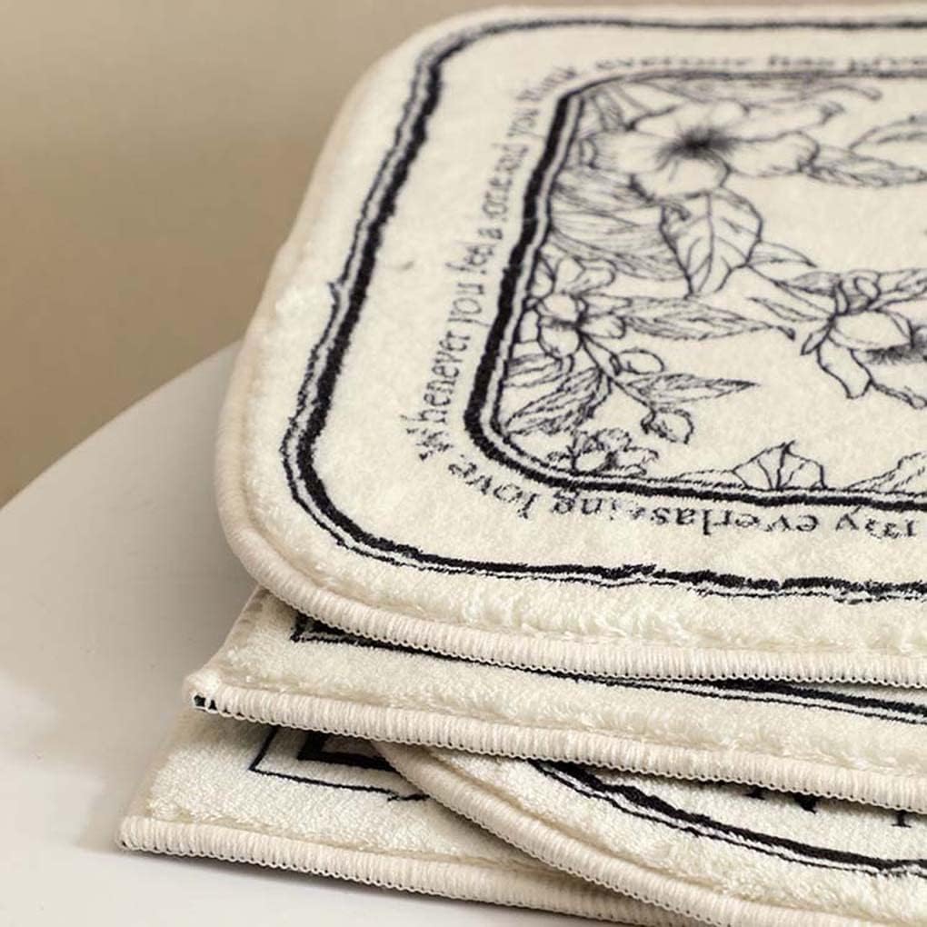 ドアマット 楕円形 40x60㎝ バスマット 玄関マット 室内 北欧風 花柄 足ふきマット お風呂 吸水 速乾 滑り止め 丸洗い 浴