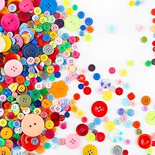 VGOODALL 1000pcs Colourful Buttons, Plastic Craft Buttons Round Button for Kids Handmade Decorative Sewing DIY Painting