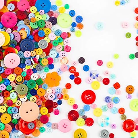 VGOODALL 1000pcs Colourful Buttons, Plastic Craft Buttons Round Button for Kids Handmade Decorative Sewing DIY Painting Cover