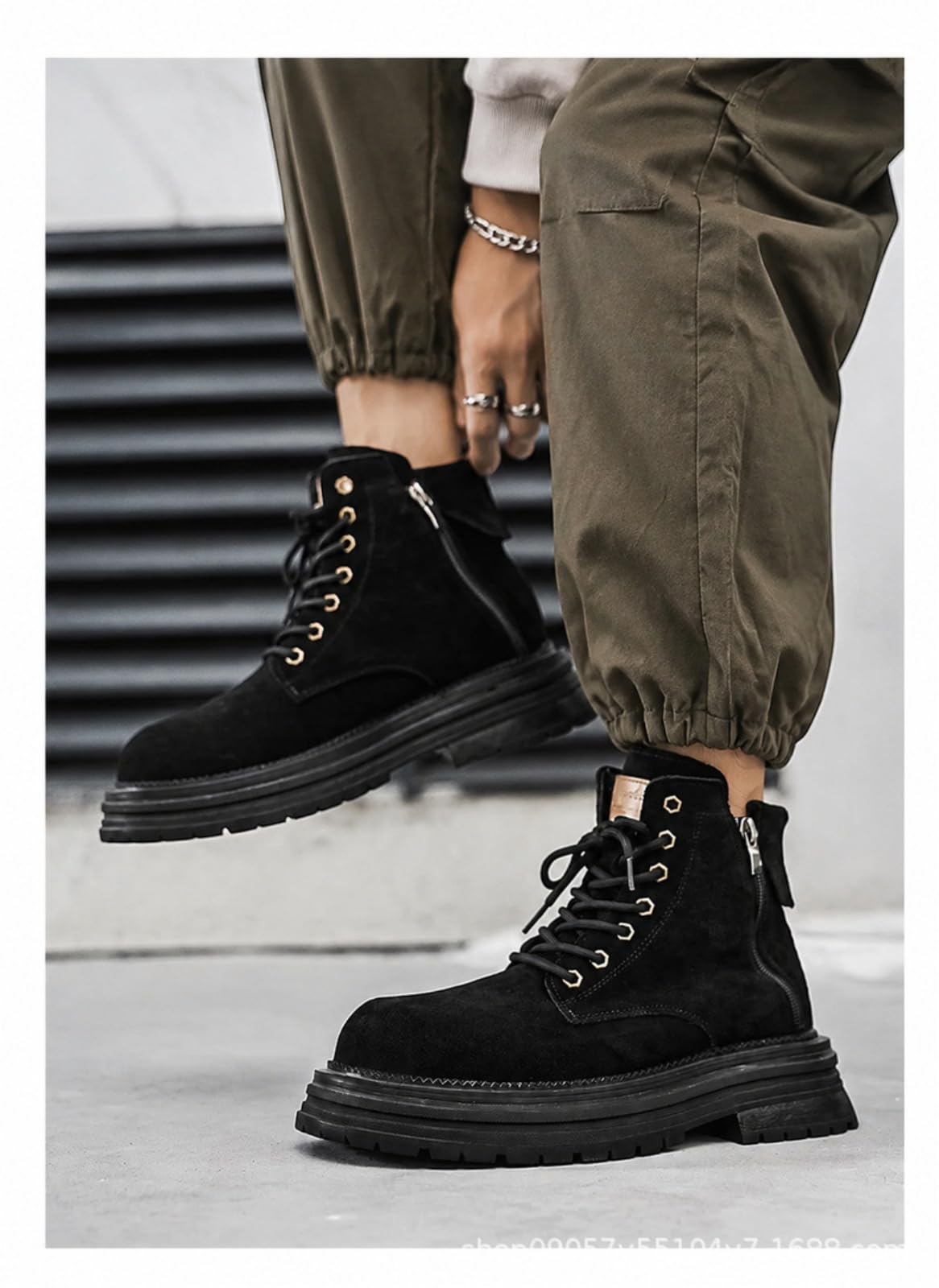 LKSCY męskie buty turystyczne Mid Top sznurowane buty retro jesień na