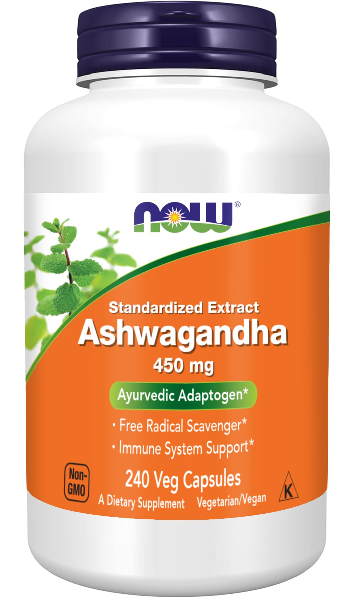 NOW Foods Ashwagandha Extract 450 mg Vegan, Kosher, Non-GMO - 240 Veg Capsules, 1
