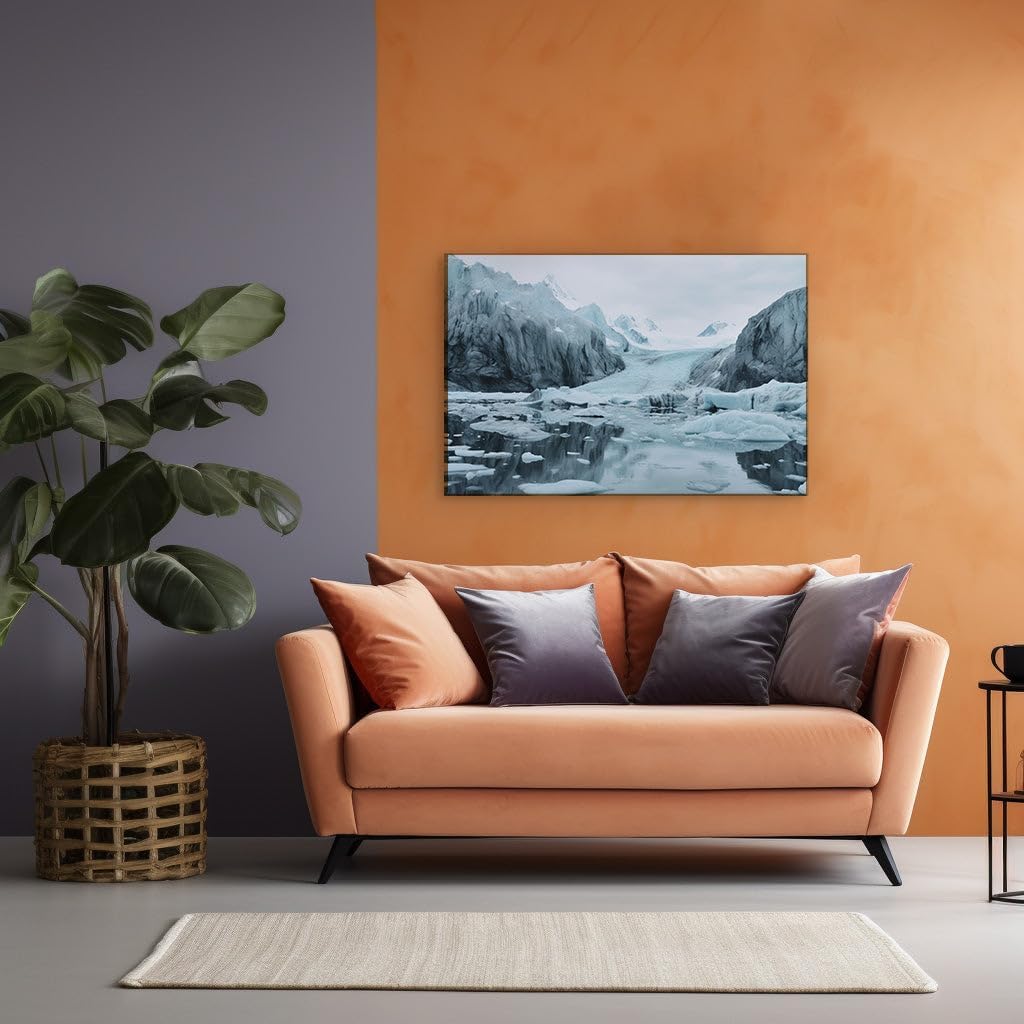 Canvas for Living Room. Whispers of Winter Magic in The Glacier's Embrace, 27 x 18 inch Canvas Wall Art - Contemporary Masterpieces - Modern Home Decor