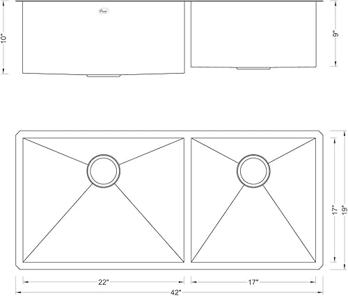 Miniatura 6 de Fregadero de cocina contemporáneo de acero inoxidable de calibre 16, duradero, con doble tazón, con colador de cesta extraíble (42 pulgadas, 6040)
