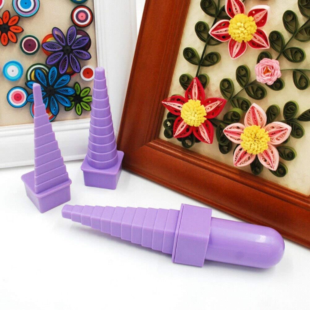 deziine.Fx Paper Craft Square Triangl Circle and Interchangeable Handle Quilling Creation Border DIY Fondant Tool Buddy Bobbin Tower 4pcs/Set