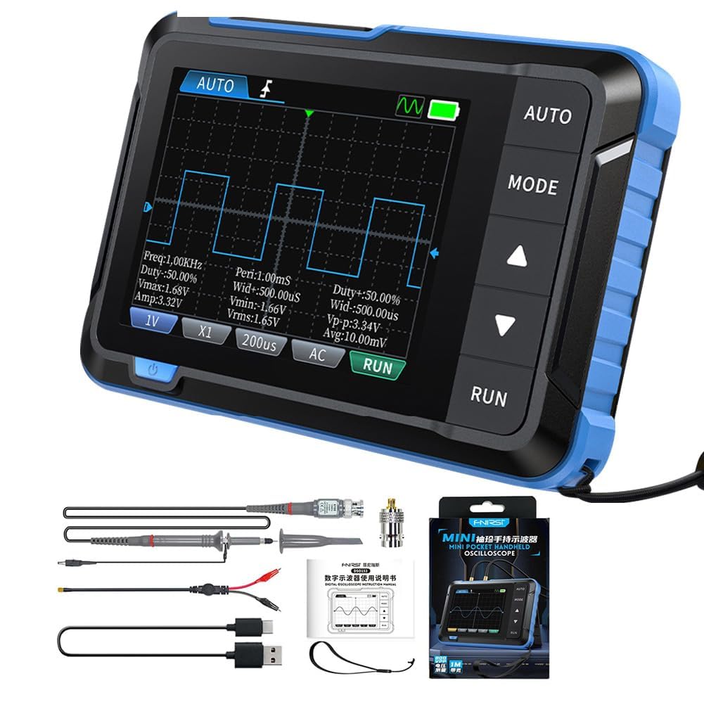 Yellow Tommy Mini Digital Oscilloscope with Signal Generator | 2.8" LCD Screen, 5MS/s Sampling Rate, 1MHz Bandwidth, with 100MHz Probe (FNIRSI - DSO-153) (B0D6YZNKRX) Amazon Price History, Amazon Price Tracker
