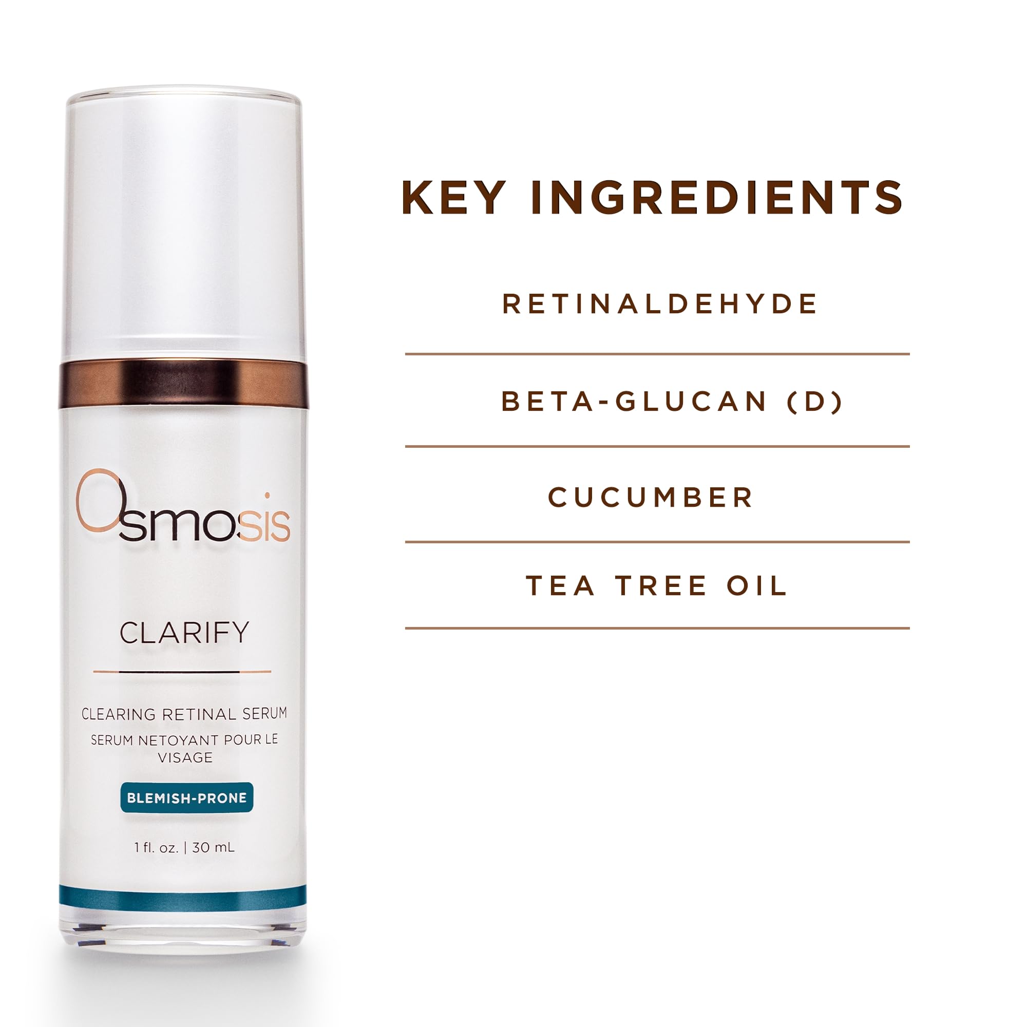 Omsosis CLARIFY Clearing Retinal with Vitamin A Serum, Calms and Soothes, for Acne, Pigmented, Oily, and Blemish-Prone Skin, 1 Fl Oz