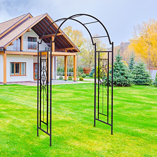 Moofar Metal Garden Heavy-Duty Arch Arbor Trellis Arbour Archway For Climbing Plants Roses Vines Support Rack, Outdoor Lawn Backyard Patio Wedding Party Ceremony Decoration, Matte Black #TOP3