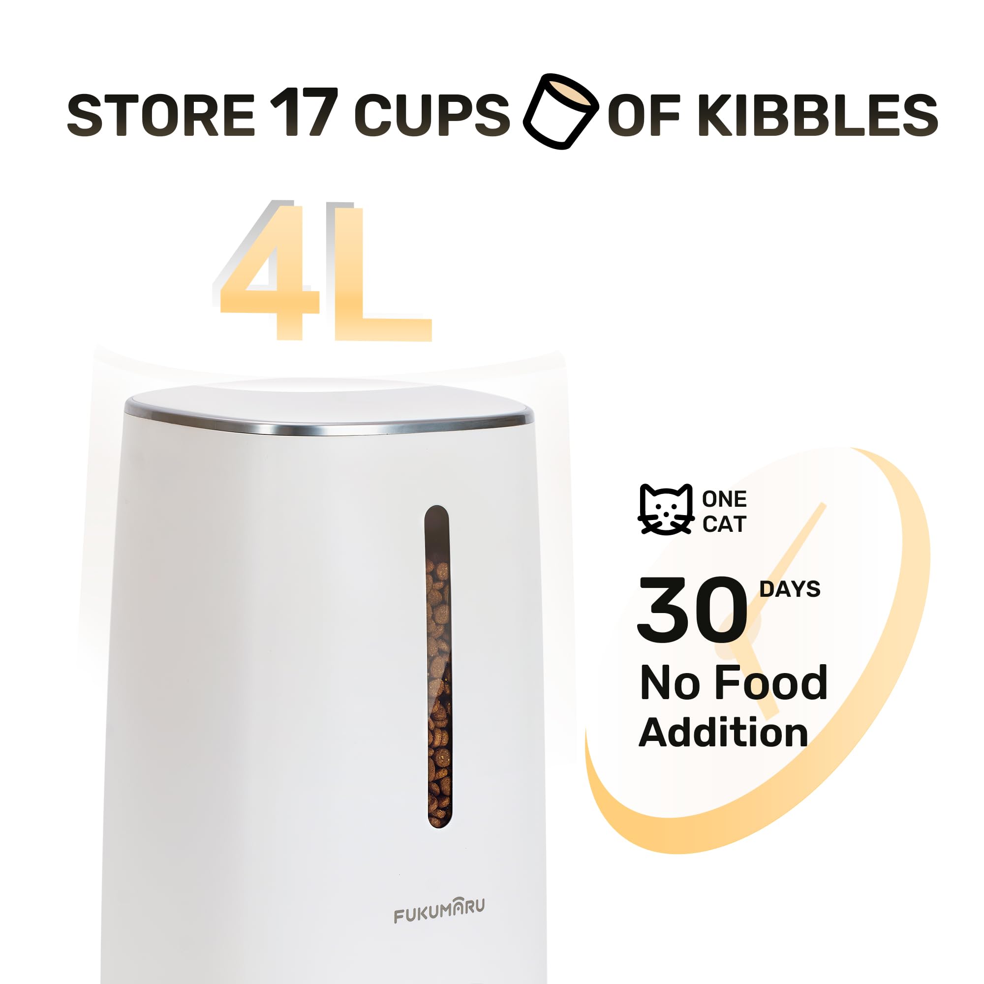 FUKUMARU Automatic Cat Feeder, 4L Dog Feeders with Double Bowls, Support DIY Meals and Timed Control WiFi Cat sFood Dispenser, Suit for Most Pet Food - image 6