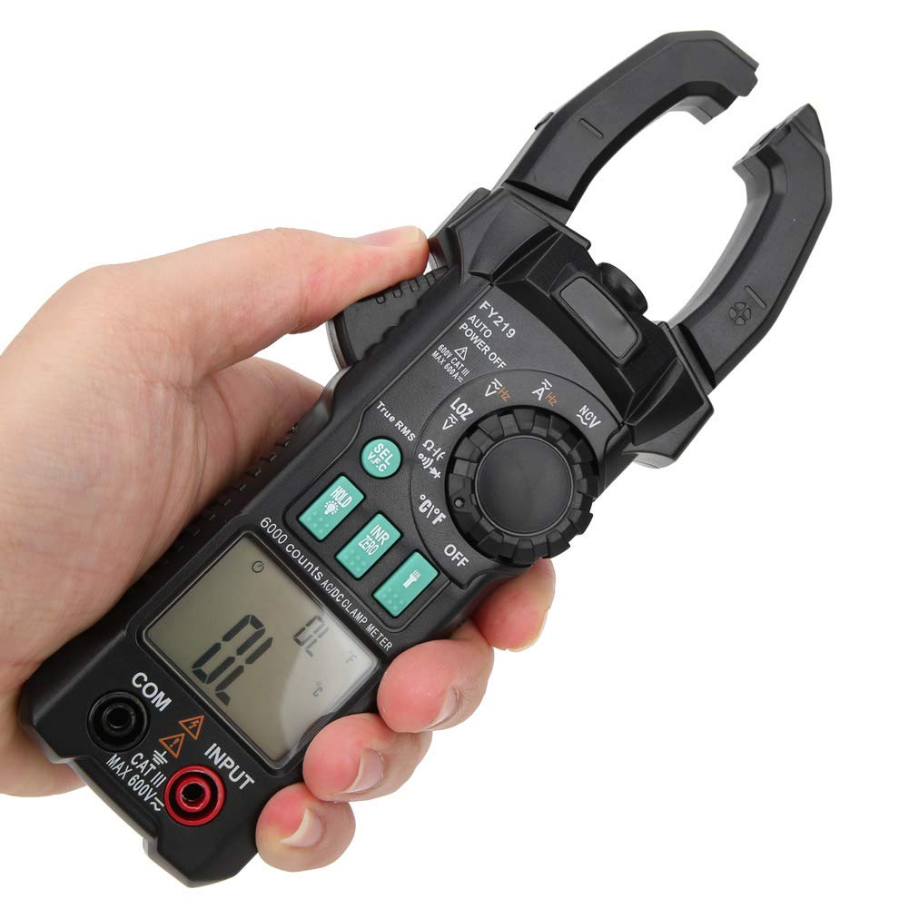 Hyuduo Pinza Amperometrica FY219 Multimetro Digitale, Tester Portatile di Temperatura, Tensione, Corrente ABS, Misurazione Ad Alta Precisione, Amperometro a Pinza per Elettricisti Manutenzione