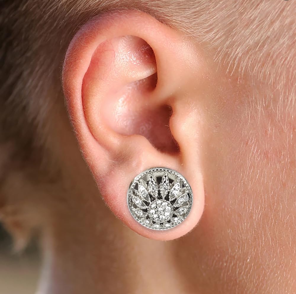 Multi Crystal Stone Tribal Filigree 316L Surgical Steel Ear Gauge Flesh Tunnel - Stretching - Ear Piercing Body Piercing Jewelry