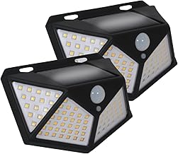 Kit 2 Luminária Solar 100 Leds Arandela 10 Watts com Sensor de Presença Automático Luz Externa de Parede Jardim
