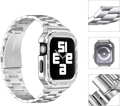 Miniatura 10 de Libra Gemini Compatible con Apple Watch Band de 1.929 in 1.772 in 1.732 in 1.654 in 1.614 in 1.575 in 1.496 in, correa de acero inoxidable de