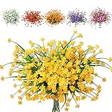 BINDUO 6 Pcs Artificial Flowers Outdoor Fake Plants Daffodil Yellow Faux Flowers V Resistant Greener
