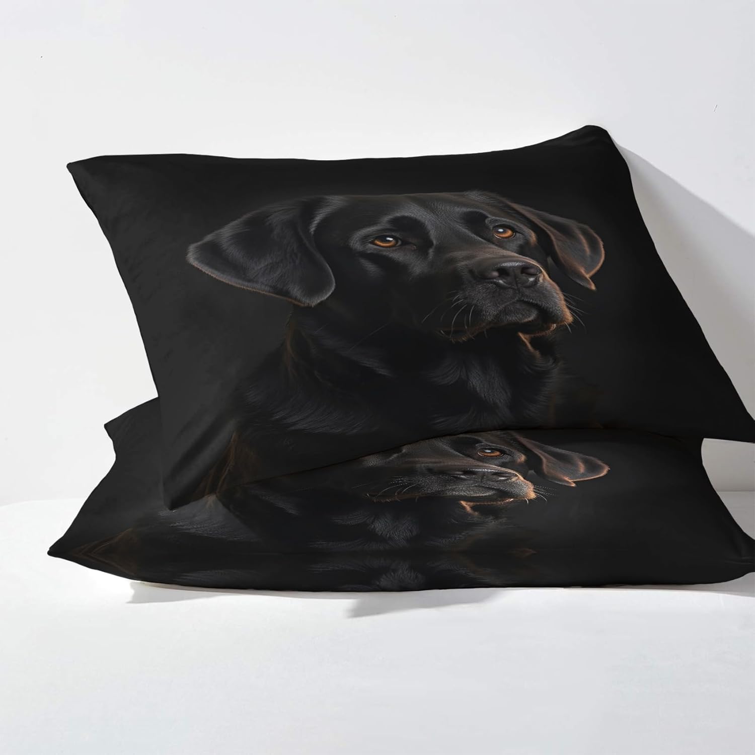Labrador Sheets King Size, Black Dog Bed Sheets, Patterned Bedding Sheets & Pillowcases 4 Piece Set - Soft Microfiber Deep Pocket Fitted Sheet & Flat Sheet & 2 Pillow Cases J9-&-20
